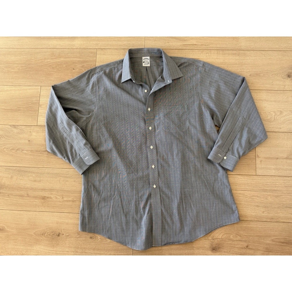 Brooks Brothers Men's 18-34 Shirt Black Pans White Plaid